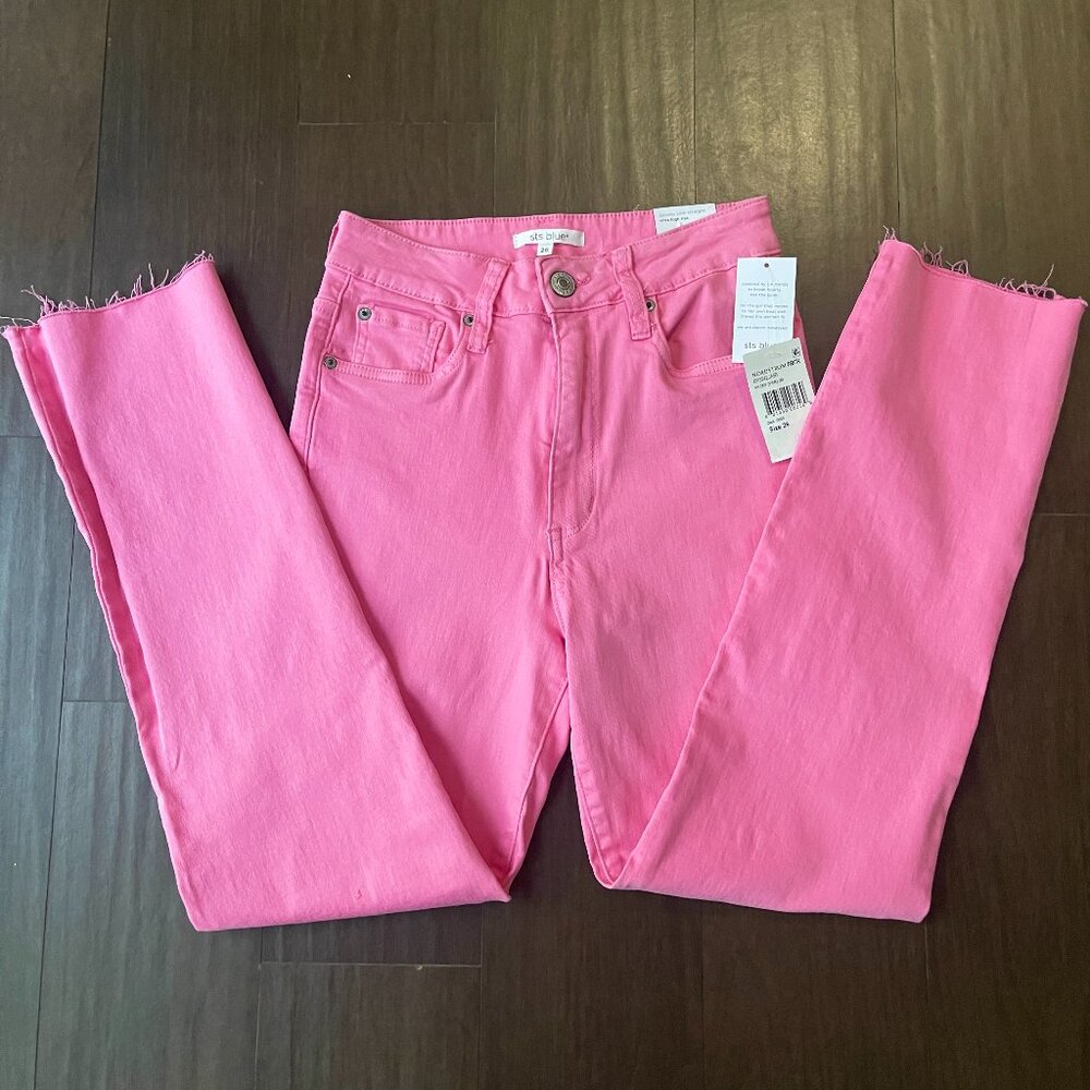 NWT STS Blue Ultra High rise croped Pink jeans 26 - Picture 5 of 10